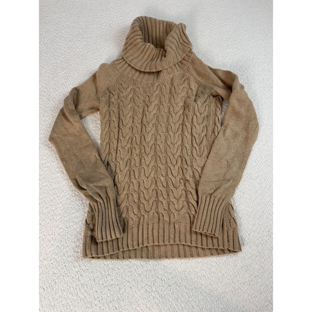 Banana Republic Women Cable Knit Cowl Neck Pullover Sweater Wool‎ Blend Brown XS